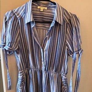 Blue and white striped dress